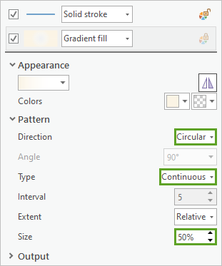 Gradient fill properties