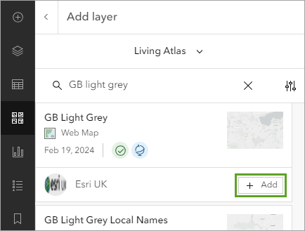 Add button on the GB Light Grey item in the search results