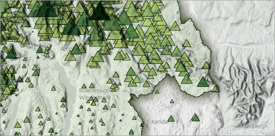 Map with basemap visible below hillshade