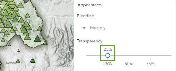 Transparency set to 25 percent