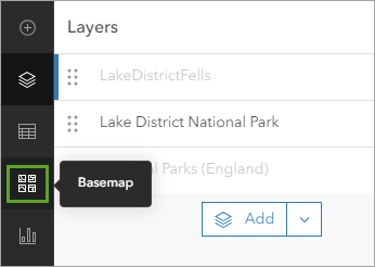 Basemap button on the Contents toolbar