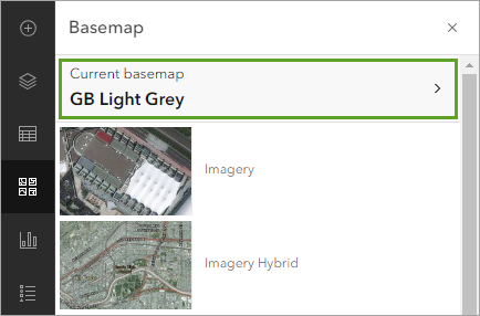 Current basemap button in the Basemap pane