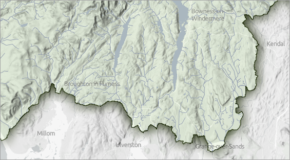 Map with lakes and rivers clipped to the park boundary