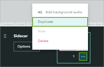 Duplicate in the slide's Options menu