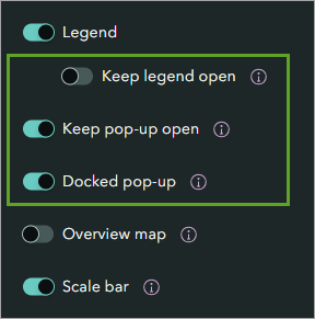 Legend and pop-up options