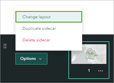 Change layout in the sidecar's Options menu