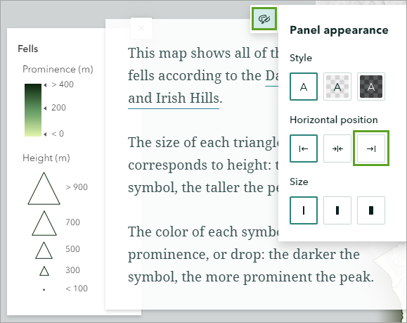 Panel appearance options