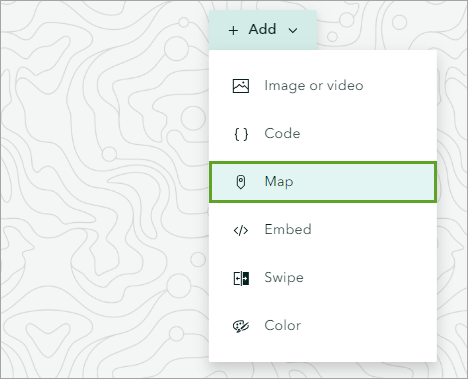 Map in the Add menu