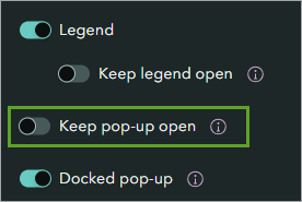 Keep pop-up open option turned off