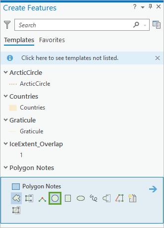Circle template in the Create Features pane