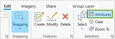 Attributes button on the Edit tab of the ribbon