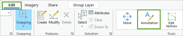 Annotation button on the Edit tab of the ribbon