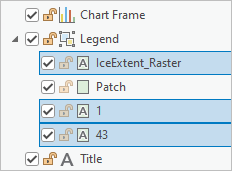 Legend text elements selected in the Contents pane.