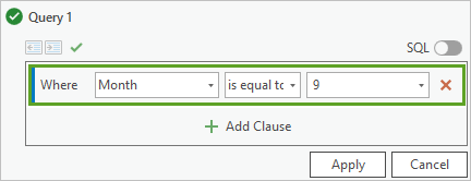 Definition query Where Month is equal to 9