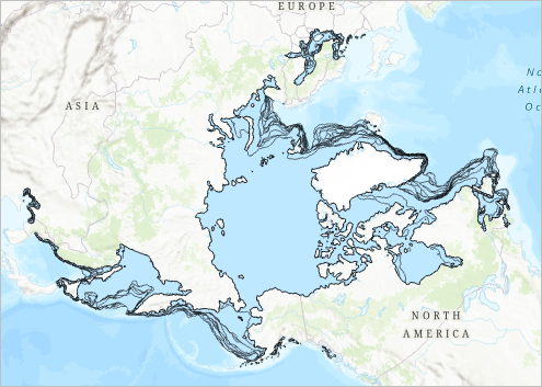 Map with Arctic sea ice data