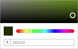 Color picker set to #202e03, a dark green