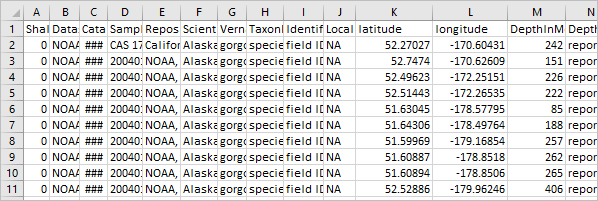 Row has been deleted and the .csv file is ready to be imported as a geodatabase