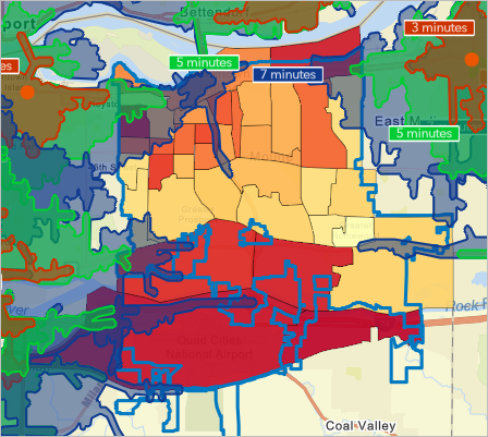 Map showing the results of the suitability analysis