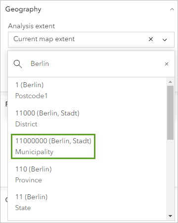 Municipality of Berlin in the list of search results