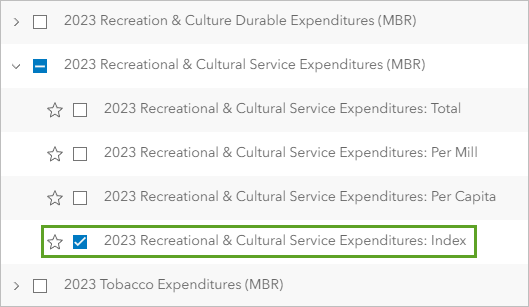 2023 Recreational & Cultural Service Expenditures: Index variable