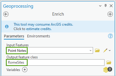 Input and output parameters for the Enrich tool