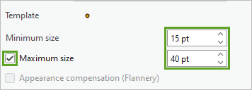 Minimum size and Maximum size parameters