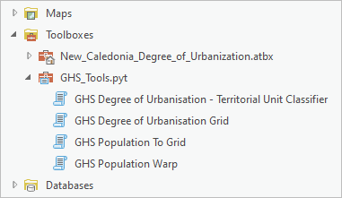 GHS_Tools toolbox with four tools listed
