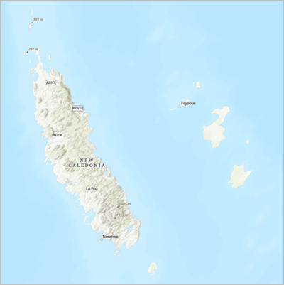 New Caledonia displayed using the Mollweide (world) projection