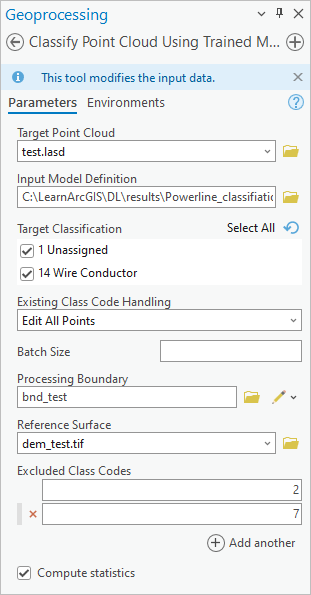 Classify Point Cloud Using Trained Model parameters