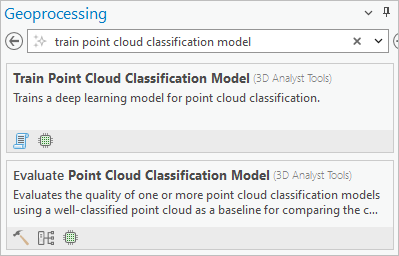 Train Point Cloud Classification Model tool