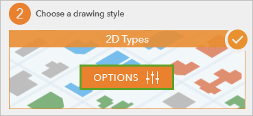 Options button for changing the drawing style for 2D features
