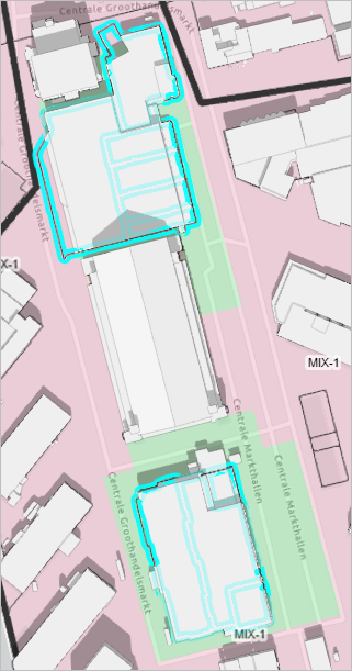Selected parcels in green areas