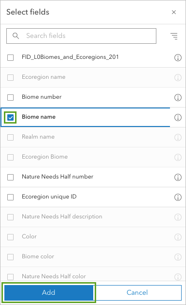 Select the Biome name field.