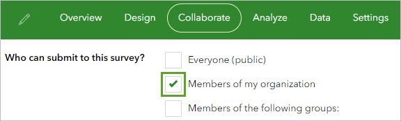 Members of my organization checked in the Collaborate tab