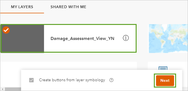 Select the damage assessment view to create a project.