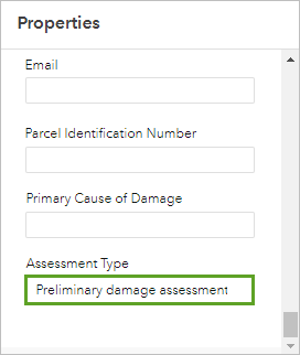 Assessment Type on the Properties pane