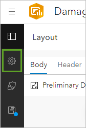 Settings button on the dashboard toolbar