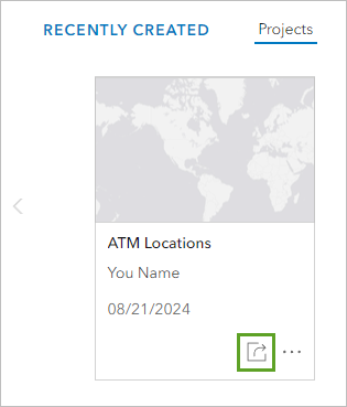 Share the project with other users button for the ATM Locations project