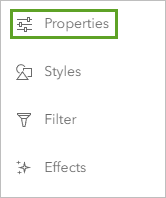 Properties option on Settings toolbar
