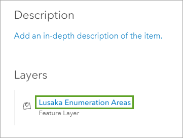 Lusaka Enumeration Areas option