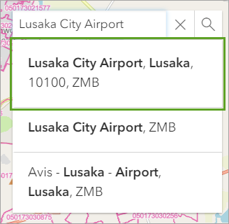 Lusaka City Airport search results