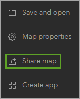 Share map option on Contents toolbar