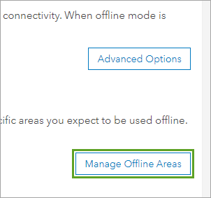 Manage Offline Areas button