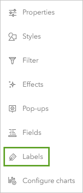 Labels option on Settings toolbar
