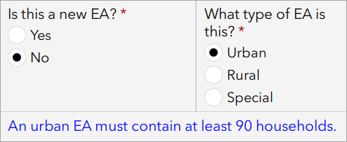 New enumeration area and enumeration area type questions