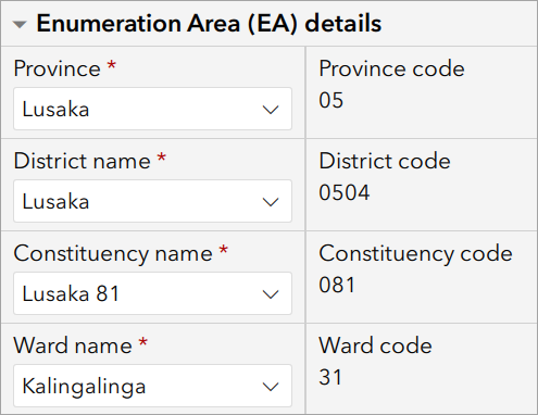 Enumeration area basic information