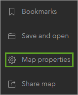 Map Properties option on Contents toolbar
