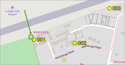 Intersection of the airport and golf course