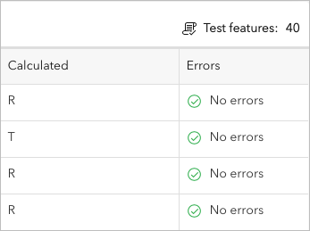 Table showing calculated values for Type_es field noting no errors