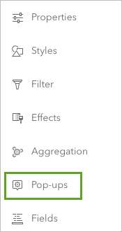 Pop-ups button on Settings toolbar